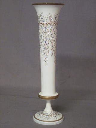 A Victorian opaque glass vase with floral decoration 20"