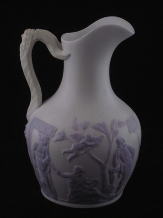 A Victorian bisque porcelain vase decorated classical scenes, the base with patented Royal Arms mark, 7"