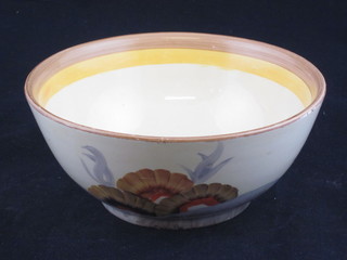 A Clarice Cliff Rhodanthe pattern bowl 7 1/2", the base marked Clarice Cliff