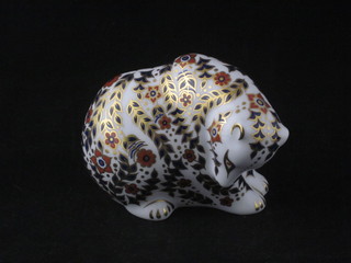 A Royal Crown Derby porcelain figure of a seated bear, base marked LXI