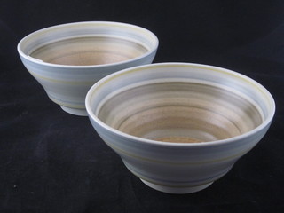 2 circular Poole Pottery white glazed bowls, the bases incised  Poole England 871, 7 1/2"