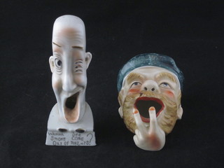 2 humerous pottery ashtrays in the form of gentleman 5"