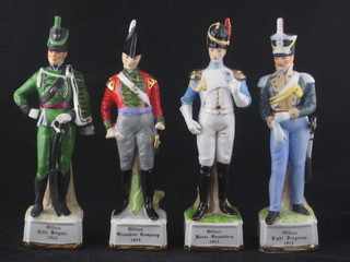 4 Continental porcelain figures of Napoleonic soldiers 8"