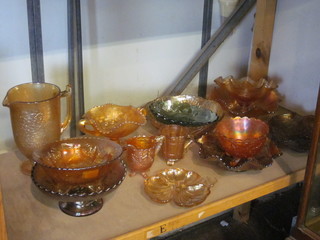 A good collection of Carnival glass dishes etc