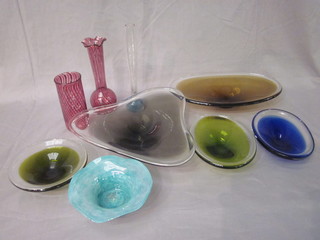 An oval Art Glass dish and other items of Art Glass