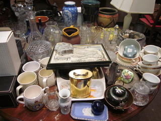 A collection of decorative pottery china and glassware etc