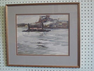 Chettle, impressionist watercolours a pair "Study of Roof Tops" 10" x 12" and "Thames Scene with Tug" signed and dated  1953, 9" x 12"