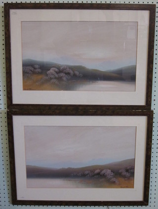 Grant Holme?, pair of gouache drawings "Moorland Scenes"  11" x 18" signed