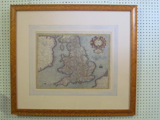A coloured map of England 14" x 19"