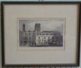 Victorian coloured print "St Olave, Tooley Street, London" contained in a Hogarth frame 4" x 5"