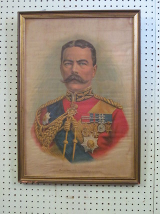 A print on silk "The Rt. Honourable Earl Kitchener" 20" x 13"