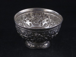 A Continental circular embossed silver bowl, 4 ozs