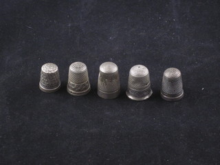 5 silver thimbles, 1 ozs, some with holes,