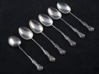6 Edwardian silver coffee spoons, Birmingham 1900
