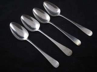 A set of 4 George III silver Old English pattern table spoons London 1807 and 1808, 7 ozs