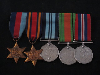 A group of 5 medals comprising 1939-45 Star, Burma Star, India Service medal 1939-45, Defence and War medal   ILLUSTRATED
