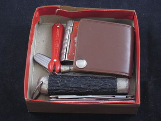 A silver plated vesta case, 1 other vesta case, 5 pocket knives etc