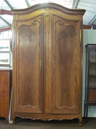 A large Continental elm armoire, some old worm, 59"