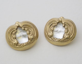 A pair of Lalique gilt metal ear clips, boxed