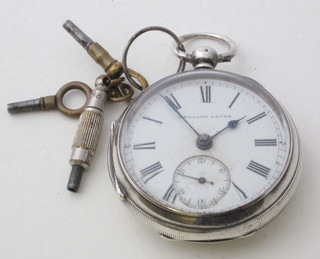 An open faced pocket watch by John Murray of Liverpool  contained in a silver case