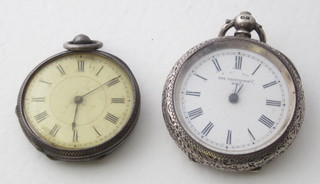 2 Continental silver open faced fob watches