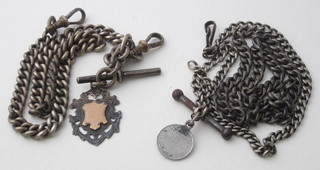 3 silver curb link watch chains