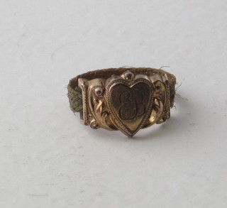 A 19th Century gilt metal and woven hair mourning ring