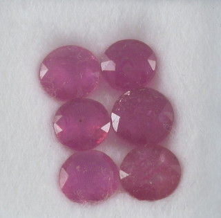 6 circular unmounted rubies, approx 9.77ct