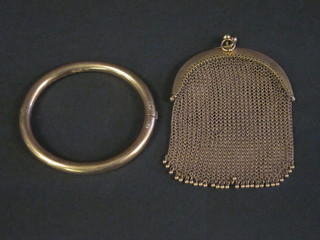 A 9ct hollow gold bracelet together with a lady's evening bag  with 9ct gold mount