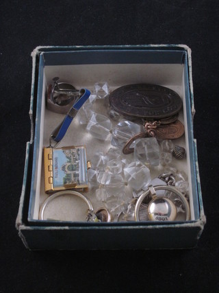A UVF pressed copper badge, a Royal Ulster Resolve medallion  and a small collection of costume jewellery