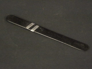 An ebony and silver mounted paper knife 10"