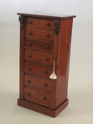 A Victorian mahogany Wellington chest of 7 long drawers 22"