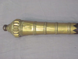 A bamboo and brass mounted drum major's ceremonial mace