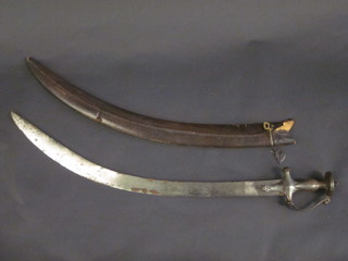A Talwar sword with 27" curved blade, complete with scabbard