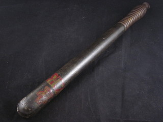 A Victorian turned and painted wooden Police truncheon with  crown and cypher 17"