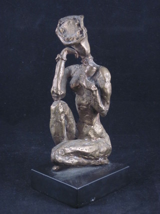 Hugo Oloff de Wet, a bronze figure of a seated lady, raised on a marble base 6"  ILLUSTRATED