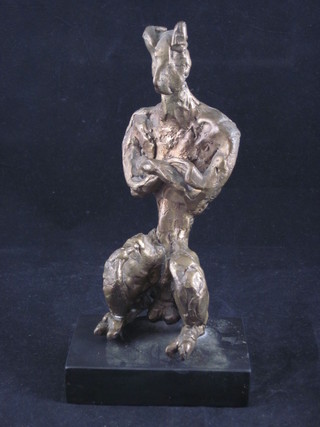 Hugo Oloff de Wet, a bronze figure of a seated male creature 6"  ILLUSTRATED