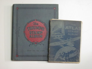An Atlas album of various stamps and a Triumph album of  stamps