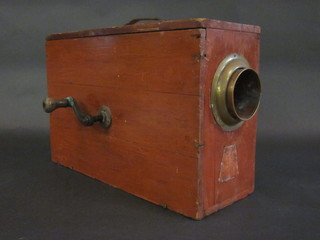 A 19th Century mahogany and brass yacht fog horn contained in  a wooden case 22"