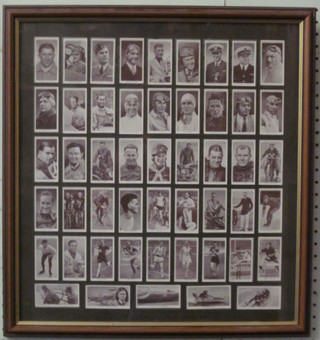 A set of 50 cigarette cards - Kings of Speed contained in a double sided frame