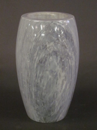 A grey veined marble vase 10"