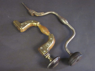 A handsome 19th Century brass mounted wooden carpenter's  brace by William Marples together with a polished steel brace