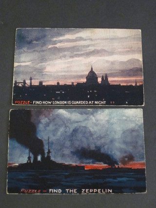 2 War picture puzzle picture postcards - Zeppelin Series 1 and 2