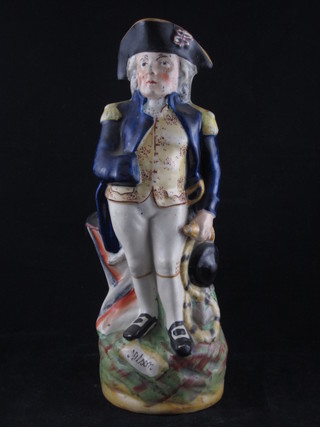 A 19th Century Staffordshire Toby jug in the form of a standing  Admiral Nelson 11"  ILLUSTRATED