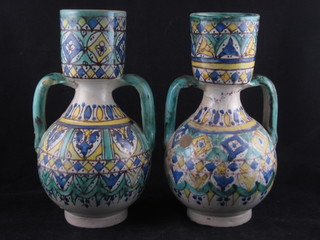 A pair of Ismic pottery twin handled vases 9"   ILLUSTRATED