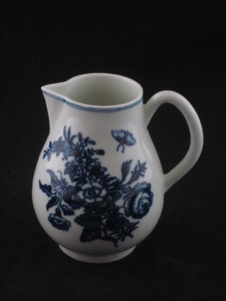 A Worcester Dr Wall period blue and white sparrow beak jug, 4"