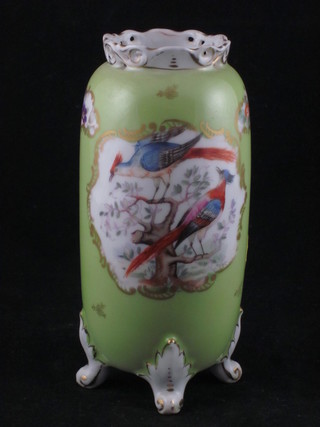 A Depomert porcelain turquoise and floral patterned vase 6"