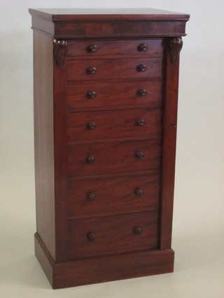 A Victorian mahogany Wellington chest of 7 long drawers 24"  ILLUSTRATED