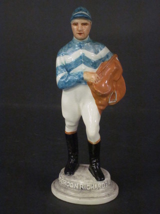 A Poole figure of a standing Gordon Richards, the base with impressed Poole mark 6", crazed,