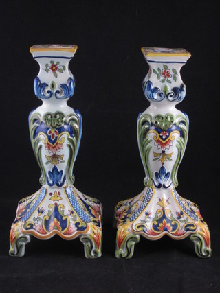 A pair of Quimper candlesticks 9"
